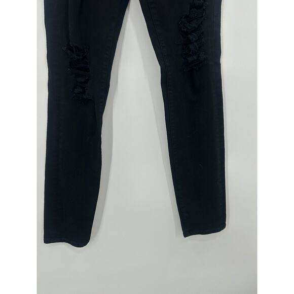 Frame Le Skinny de Jeanne Black Jeans 29 Raw Hem Distressed Mid Rise stretch - Picture 4 of 15